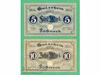 (¯`'•.¸ГЕРМАНИЯ (Possneck) 5+10 марки 1918 UNC¸.•'´¯)