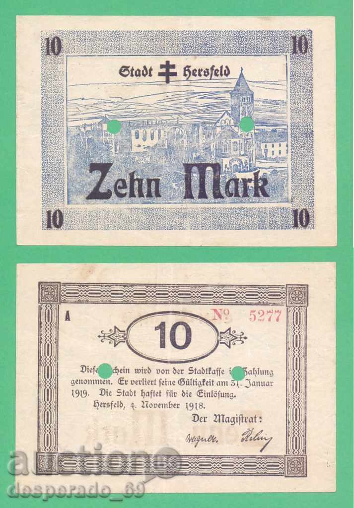 (¯`'•.¸ΓΕΡΜΑΝΙΑ (Hersfeld) 10 μάρκα 1918¸.•'´¯)