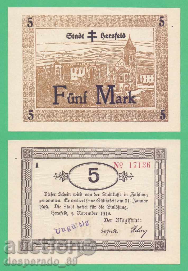 Germany (Hersfeld) 5 Marks 1918 UNC