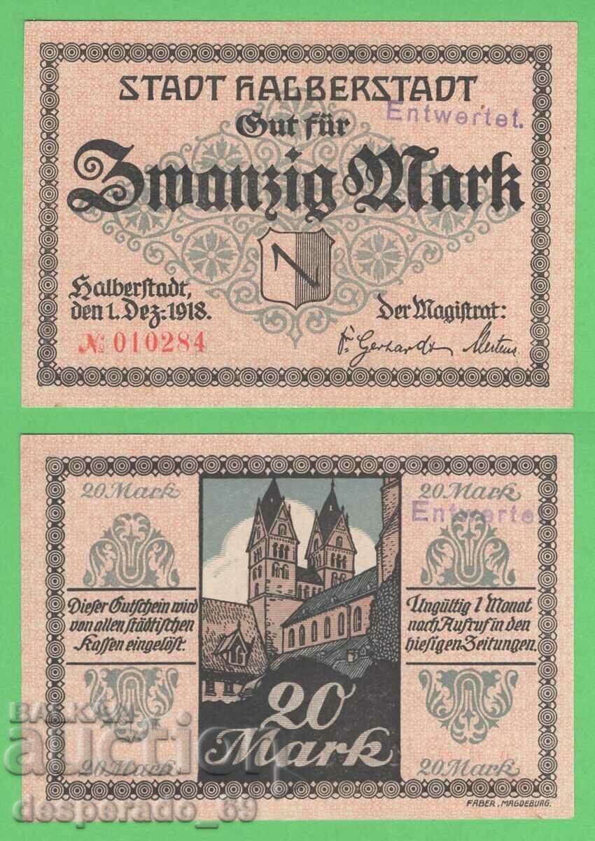 (¯`'•.¸ГЕРМАНИЯ (Halberstadt) 20 марки 1918  UNC¸.•'´¯)