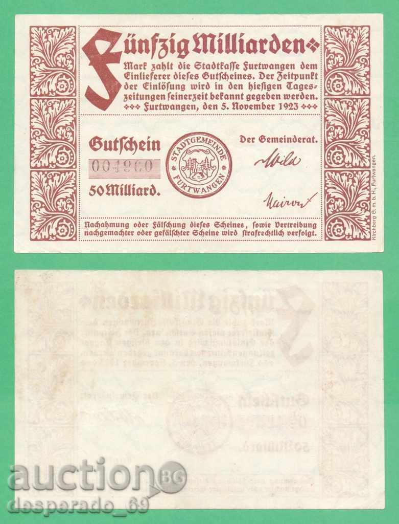 (¯`'•.¸ΓΕΡΜΑΝΙΑ (Furtwangen) 50 δισεκατομμύρια μάρκα 1923¸.•'´¯)