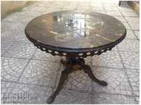 Unique antique Empire table with fossil marble top