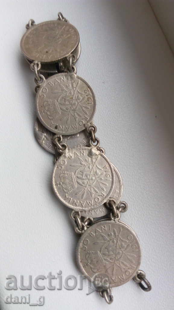 Bracelet of silver Romanian coins
