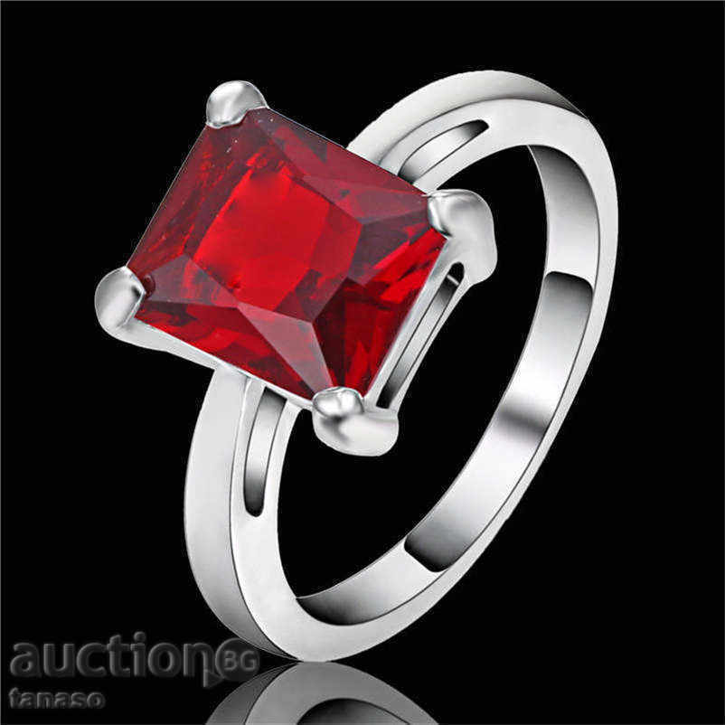 Ring with ruby, white rhodium plated with price 24.00 BGN | € 12.27 Ring with ruby, white rhodium plated with price 24.00 BGN | € 12.27