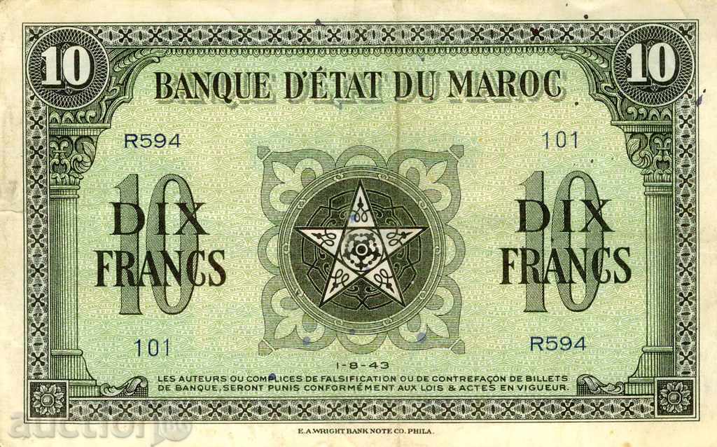 10 φράγκα το Μαρόκο 1943