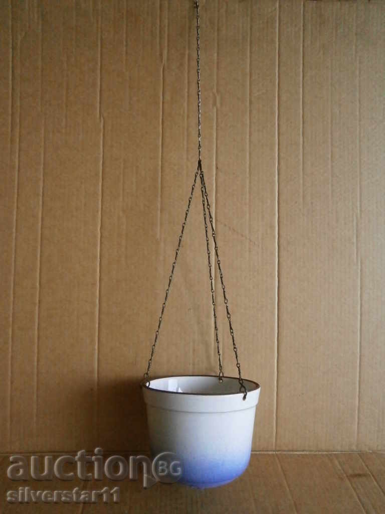 an ancient porcelain hanging pot