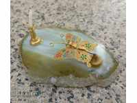 Tile Agate with Figurka Butterfly and Candlestick