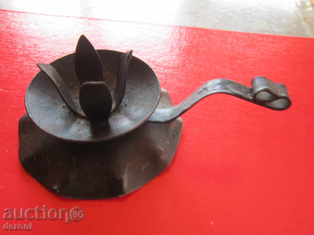 Auction  Old ashtray made of wrought iron candle lamp