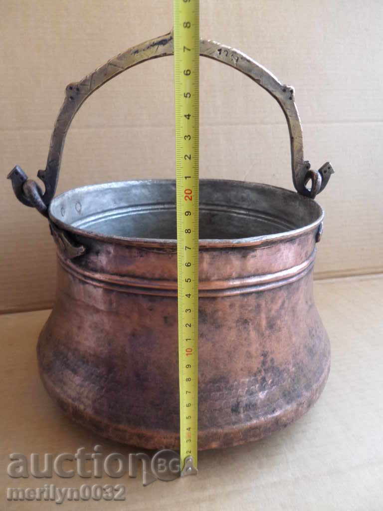 Παλιά βραστήρα χαλκού, κατσαρόλα, κανάτα, χαλκού - 6