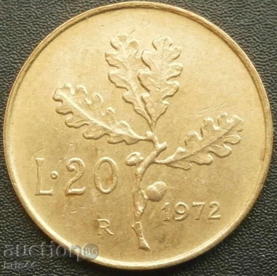 Италия 20 лири 1972