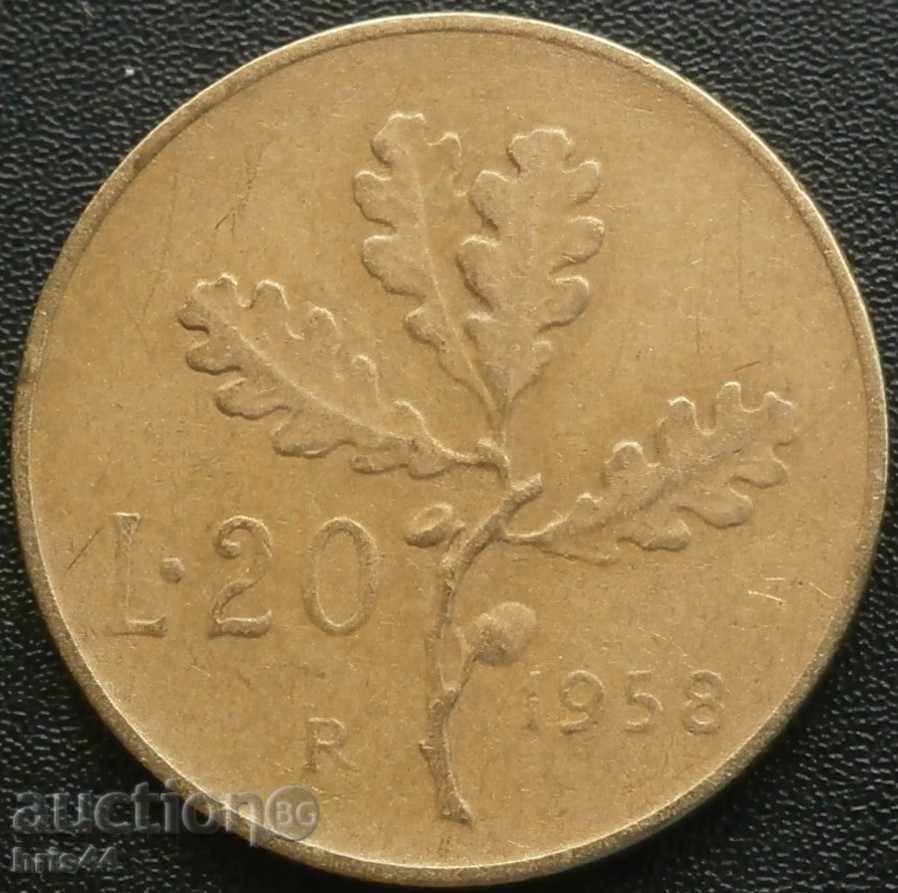 Italia 20 liras 1958