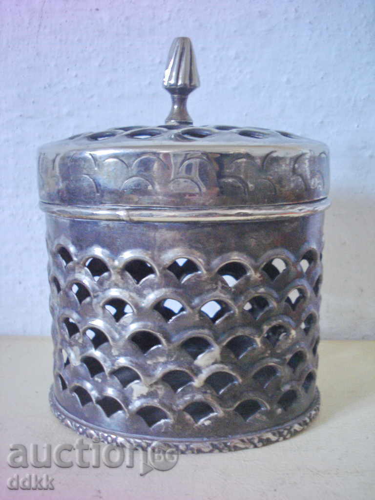 Old silver plated box with lid