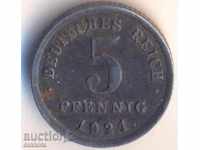 Γερμανία 5 εκατοστά του μάρκου 1921f