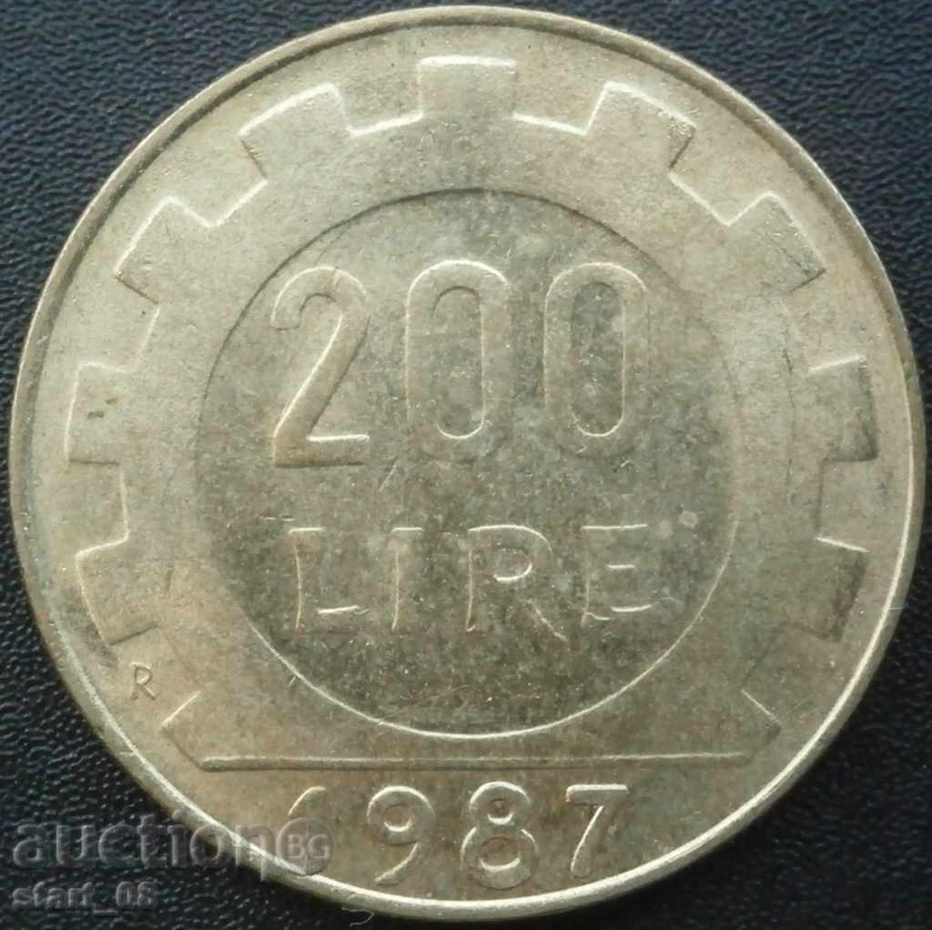 Италия - 200 лири 1987г.