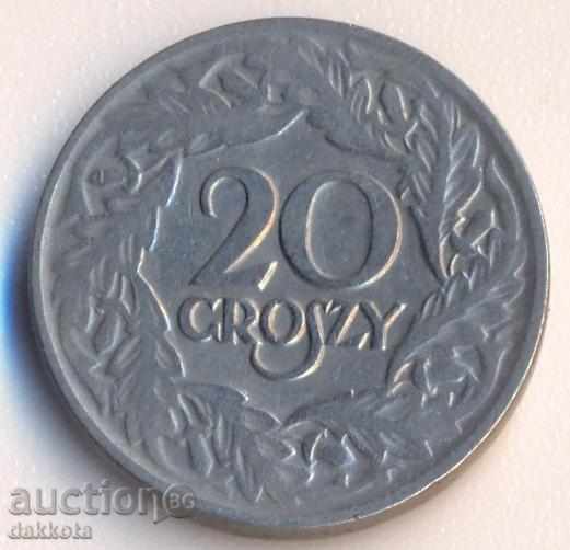 Полша 20 гроша 1923 година, никел