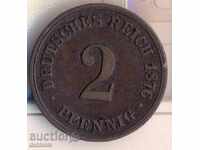 Germania 2 pfennig 1876v