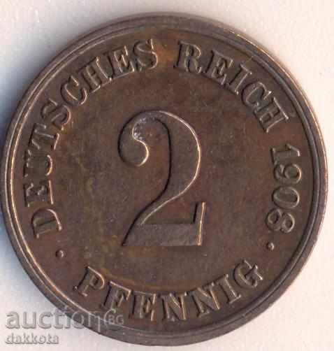 Germania 2 pfennig 1908e, rar Germania 2 pfennig 1908e, rar