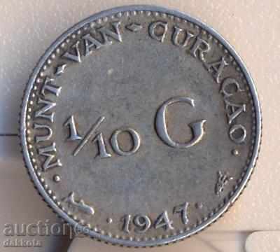 Curacao 1/10 Gulden 1947, argint