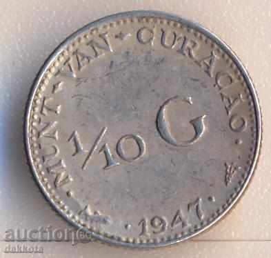 Кюрасао 1/10 гулден 1947 година, сребро