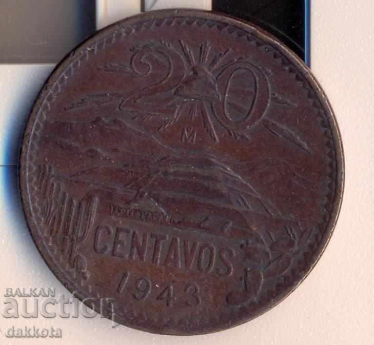 Mexic 20 de centavos 1943 an