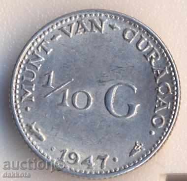 Кюрасао 1/10 гулден 1947 година, сребро