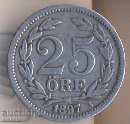 Швеция 25 йоре 1897 година, сребро