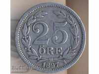 Швеция 25 йоре 1897 година, сребро