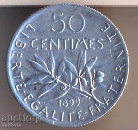 Франция 50 сантима 1899 година, сребро, качество