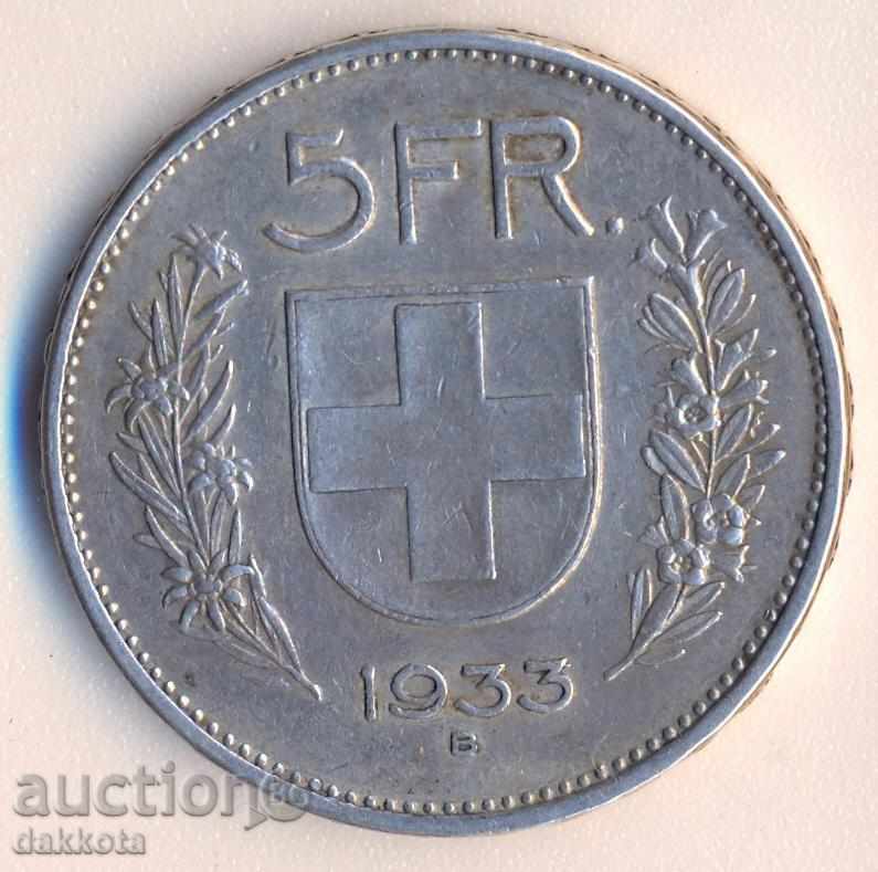 Швейцария 5 франка 1933 година