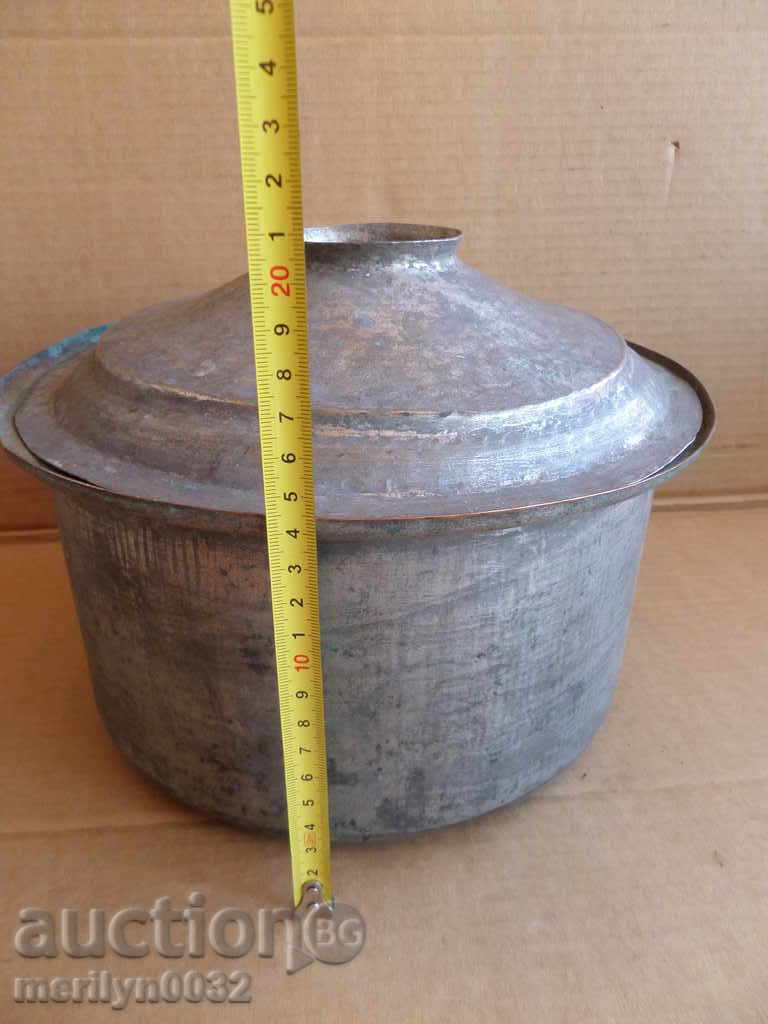 Jewish Pot Baker Copper Bowl with lid cover. Isak Nesimov - 5 Jewish Pot Baker Copper Bowl with lid cover. Isak Nesimov - 5