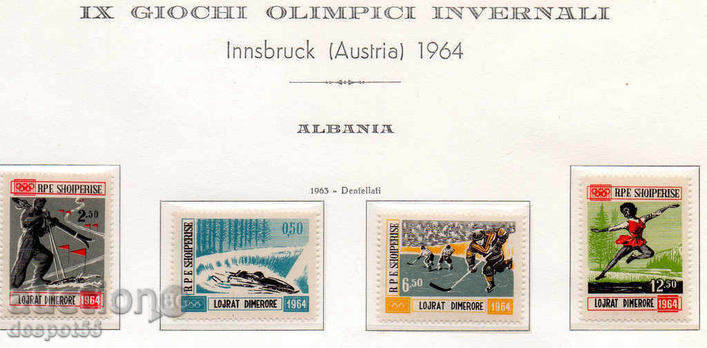 1963. Albania. Jocurile Olimpice de iarnă - Innsbruck 1964, Austria