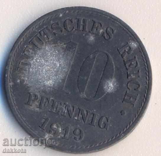 Германия 10 пфенига 1919, цинк
