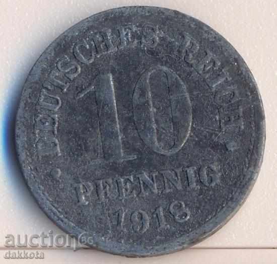 Germania 10 pfenigi 1918, zinc