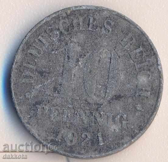 Germania 10 pfenigi 1921, Zinc