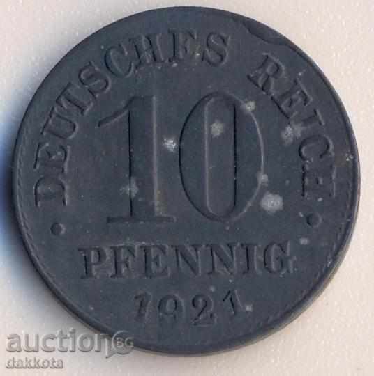 Germany 10 pf 1921, zinc