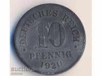 Γερμανία 10 pfennigs 1920, ψευδάργυρο