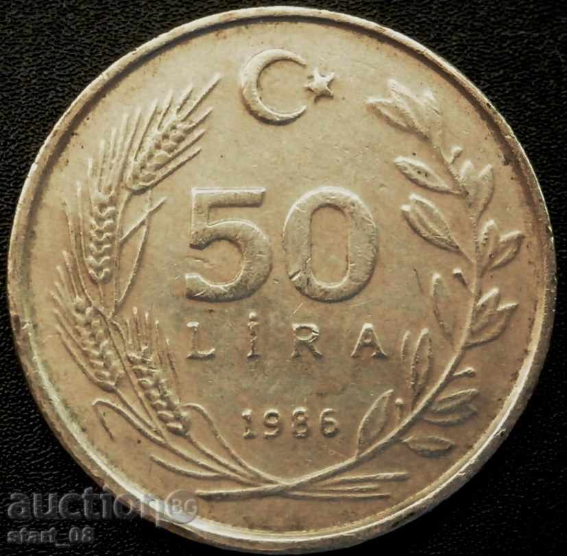 Turkey 50 pounds 1986