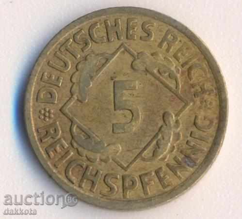 Германия 5 рейхспфенига 1925е