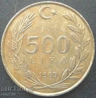 Turkey 500 pounds 1989