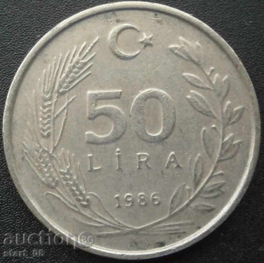 Turkey 50 pounds 1986