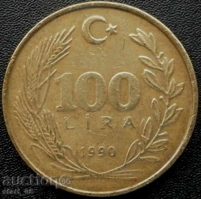 Turkey 100 pounds 1990