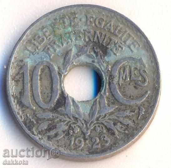 Франция 10 сантима 1923 година, светкавица