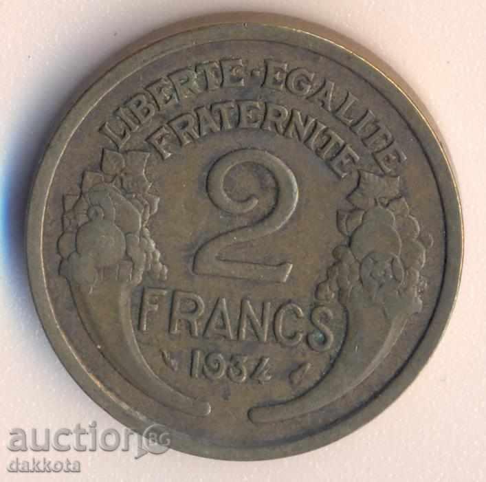 Франция 2 франка 1934 година