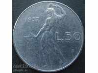 Италия - 50 лири 1957г.