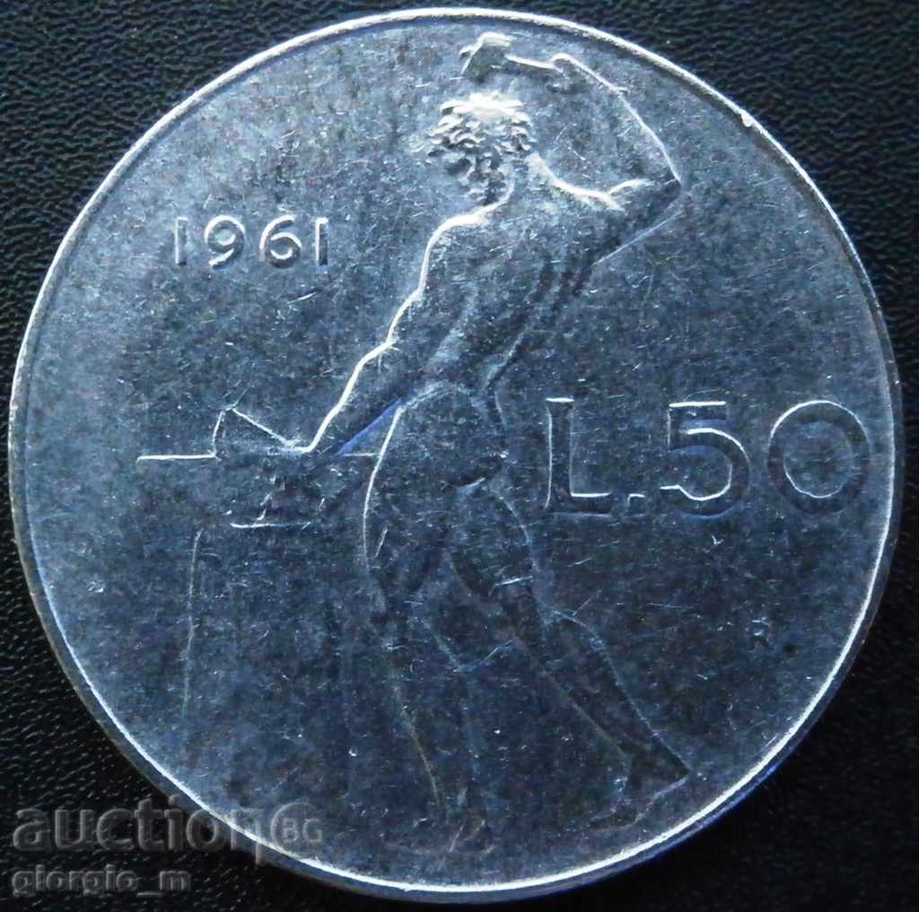 Италия - 50 лири 1961г.