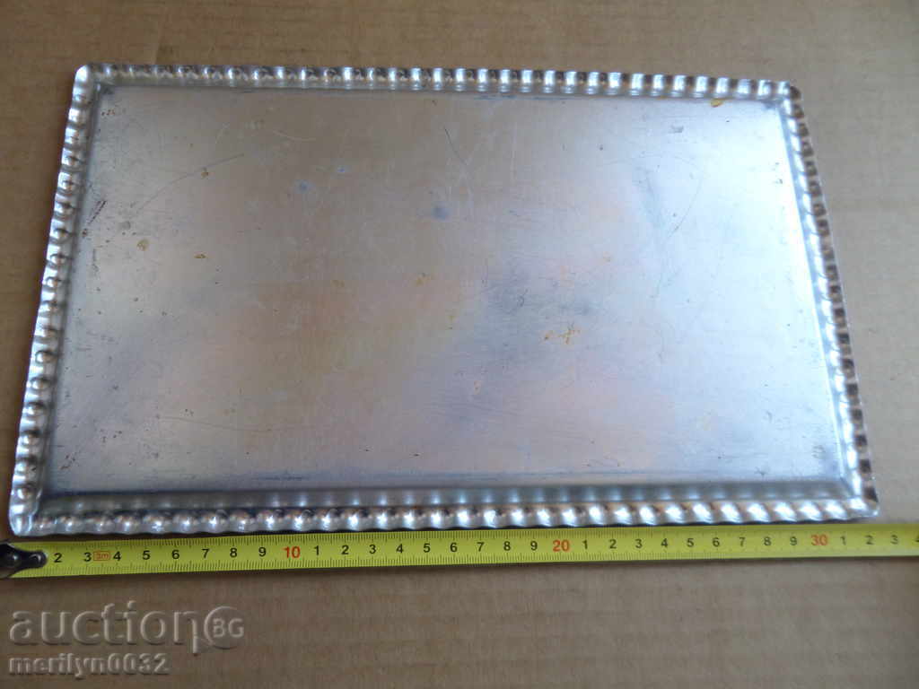Old aluminum tray, tray, plateau, service with price 20.00 BGN | € 10.23 Old aluminum tray, tray, plateau, service with price 20.00 BGN | € 10.23