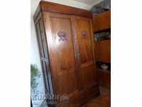 Old wardrobe made of walnut solid wood carving furniture