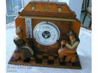 BAROMETER THERMOMETER - French. woodcarving figures