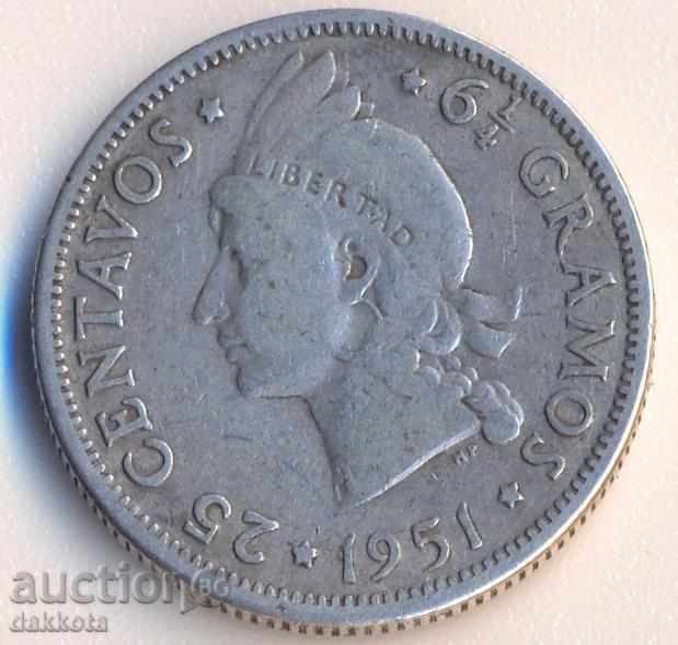 Republica Dominicană 25 c. 1951, gradul 6, tiraj 400 mii Republica Dominicană 25 c. 1951, gradul 6, tiraj 400 mii