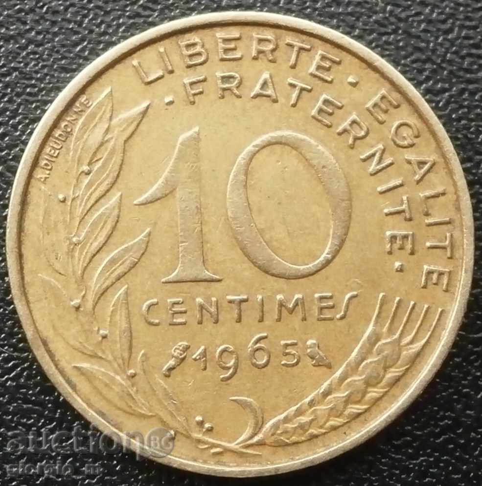 Франция - 10 сантима 1965 г.